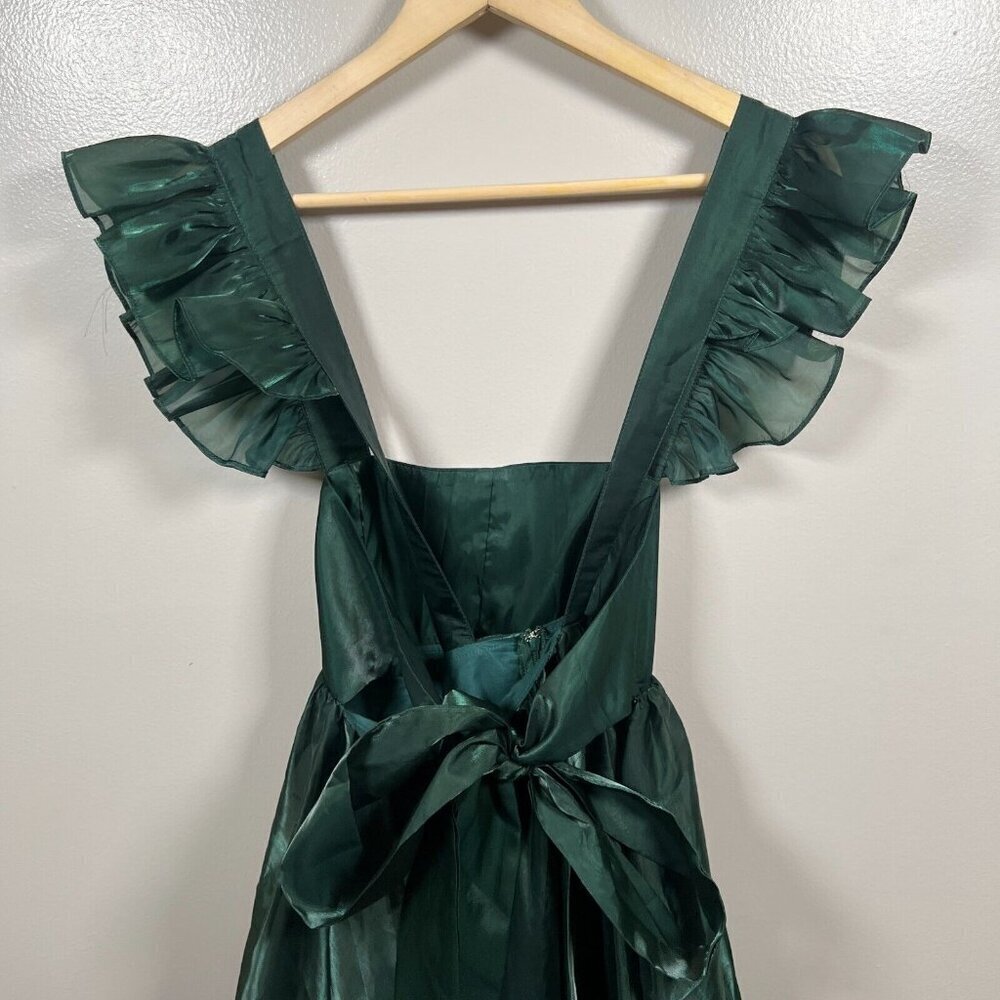 Altard State Babydoll Mini Dress Size XL Green Flutter Sleeve Tie Back Party - Picture 9 of 12